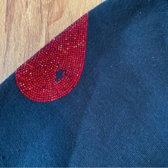 Carmar Los Angeles Black Crew Neck Sweatshirt Red Studded Heart Sleeves Size SML - Picture 13 of 16
